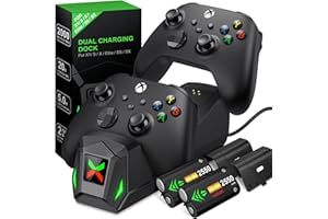 GAMSINGY Akku für Xbox One/Series X&S Controller, 2 Stück Hoher Kapazität 2550mAh (2x6120mWh) Akku mit 25 Std Spieldauer LED-Anzeige, Akku Kompatibel mit Xbox Series X&S/Xbox One S/X/Elite Controller
