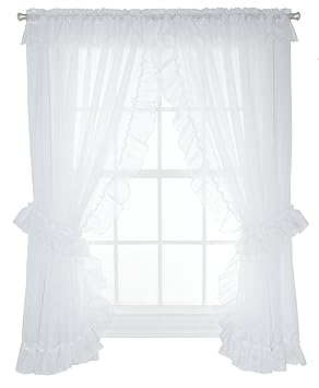 Ellis Curtain Jessica Sheer Ruffled Priscilla Pair Curtains With