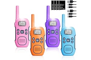 NXGKET Walkie Talkies for Adults Kids, 4 Pack Walkie Talkie Long Range 5 km, Rechargeable 2 Way Radio with 1200mAh battery, 16 Channels Radio, VOX-Hands free, LED Flashlight for Outdoor Camping Hiking