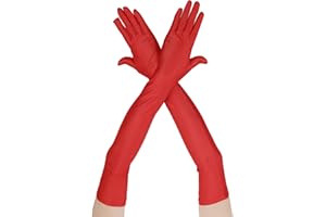 Yolev Lange Satin Handschuhe Damen Fingerhandschuhe 1920er Jahre Vintage Opern Braut Hochzeits Handschuhe Schwarz Weiß Rot Ellenbogenlange Elastische Handschuhe