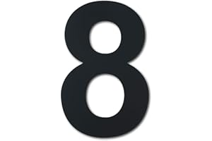 YWONOBY Gebürsteter moderner Edelstahl Hausnummer-203mm hoch-schwarze Beschichtung, schwebende Erscheinung (Nummer 8)