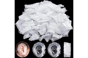 CUHZA 100 Pezzi paraorecchie Doccia Impermeabili, Monouso, Trasparente Cuffie Orecchio con Fascia Elastica, per casa e Hotel, Bagno, Spa,ect