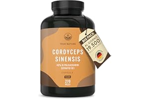 Cordyceps Sinensis - 19500 mg - 270 Capsule (Estratto CS-4 10:1) Alto dosaggio - con 40% di Polisaccaridi Bioattivi - Analizzato in Italia e confezionato in Germania da TRUE NATURE
