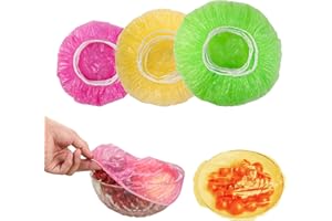 Yeqqzq 60 Pcs Colorful Food Covers, Plate Covers for Food, Elastic Food Covers Dust Proof Semi Transparent Food Cover, Suitable for Food Fruit Vegetable Meat Canned Preservation