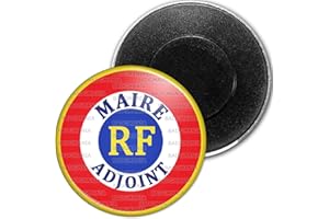 Badgmania Magnet Aimant 5.9 cm Cocarde RF Bleu Blanc Rouge Maire Adjoint Ecriture Bleue