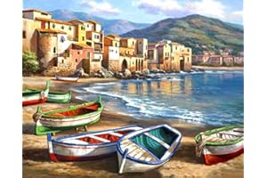 KAIETEUR Painting by Numbers for Adult, DIY Canvas Oil Painting Kit for Kids with Paint brushes Acrylic Pigment Drawing Paintwork 16x20inch Without Frame(Boat)