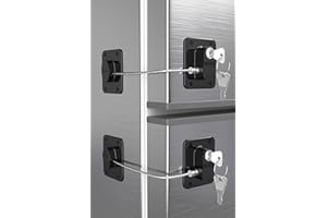 YAEKEA 2 Pack Refrigerator Lock, Upgraded Child Safety Fridge Lock with Keys for Refrigerator, Cabinets and Drawers, Easy to Use and Install