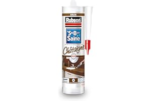 Rubson Mastic Salle de bain Saine Couleur Marron "Châtaigne", Joint silicone multi-matériaux renforcé en antifongiques, mastic sanitaire coloré, souple & étanche, 280 ml