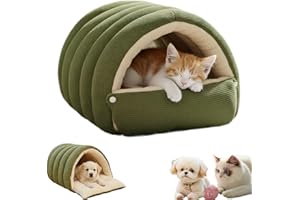 GENERIC Cozy Monster Cat Bed, Pet Cave for Indoor Cats, Soft and Warm Cats House Tent Bed,Removable Washable Dual-Purpose Pet Nest,Winter Warm Cat Bed for Indoor Cats,Kittens and Small Dogs (Green, M)