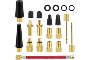 CRIVEPLE Adattatore Valvola Presta Bici,21 Pezzi Set Kit Gonfiaggio Bici SV DV AV con Scatola di Immagazzinaggio, Adattatore Pompa Bicicletta con Tubo di Gonfiaggio,per Pneumatici Palloncini e Cuscini d'Aria