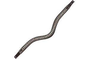 ExionPro Ornamental & Designer Frontal en cristal transparent | Frontal pour chevaux | Frontal en cristal | Taille - Plein, cob, sur, poney | Couleur : marron, noir