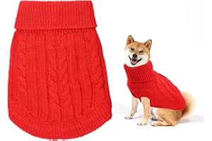JODSEN Small Dog Jumper, Warm Puppy Sweater for Small Dogs Winter Knitted Dog Pullover Soft Turtleneck Dog Clothes Vest for Pet Autumn, Winter Outfit for Welsh Corgi, Yorkshire Terrier, Chihuahua (M, Red)