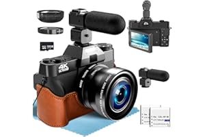 HOJOCOJO 4K Cámara Digital, 56MP Cámara de Fotos con 180 ° Flip 3.5 "de Pantalla, 18X Zoom Digital Cámara compacta con Lente Gran Angular y Lente Macro, 32GB Tarjeta TF, WiFi Funcionalidad, Negro