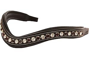 EXIONPRO Exion Frontal pour Bride de Cheval Anglais | Frontal rembourré de Forme incurvée pour Spectacle et Dressage | Frontal en Cristal Transparent Bordeaux pour Chevaux