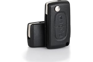 Betterher 2 Piezas Carcasa Llave 2 Botones Llave con Tapa Plegable Cuchilla con Ranura Sin Estante de batería Compatible con Citroen C2 C3 C4 C5 C6 C8 Peugeot 207 307 308 407 408 3008 5008