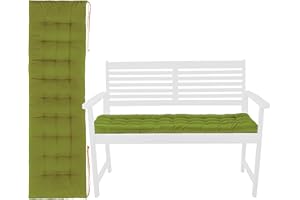 Brandsseller Cojín de Banco 140x40x4 cm Almohadilla para Banco Colchoneta para Banco con Bandas de Sujeción Cojín de Asiento Interior y Exterior Acolchado - Verde Claro