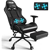 Homall Sedia Gaming con Cuscino Lombare Massaggiante, Schienale Regolabile e Sedile, Poltrona da Gaming con Poggiapiedi e Cus