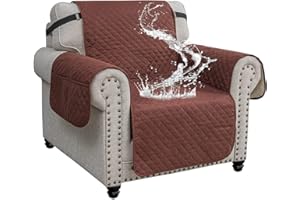 XINEAGE Fundas para Sillas, Fundas de sofá Impermeables, Protector de Sofa Reversible, Fundas de sofá Antideslizantes para Perros Mascotas (1 Plaza, Café)