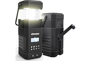 Libovgogo DF-585D UKW DAB DAB+ Kurbelradio mit akku 5000mah,14W IP65 Wasserdichter Stereo Bluetooth Lautsprecher,LED Solar Campinglampe mit Handyladefunktion, 3 Lichtmodi,Taschenlampe,Wecker Schwarz