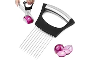 YUERME Stainless Steel Onion Slicer & Vegetable Holder – Kitchen Cutting Tool for Onions, Tomatoes, Potatoes | Multi-Purpose Kitchen Utensil