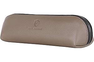 ‎VON HEESEN VON HEESEN® Echtleder Federmäppchen Leder Federmappe Etui für Stifte Mäppchen Schule Federtasche Uni Schlampermäppchen (Taupe)