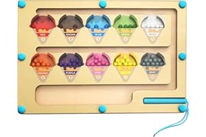 Aomhrek Magnetyczna Gra Labirynt, Montessori Gra Sortująca dla Dzieci, Zabawka Edukacyjna od 3 4 5 Lat, Magnetyczny Labirynt dla Kolorów i Liczb, Kolorowy Magnetyczny Labirynt z Kulkami dla Dzieci