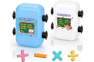 AOVNEA Tampons 2 Pcs à Rouleaux, Enseignement Numérique 2 en 1 Tampon Double Tête, Réutilisable Tampons Outils Éducatifs Calcul pour L'apprentissage Arithmétique, Scolaires Domicile-Bleu,Blanc