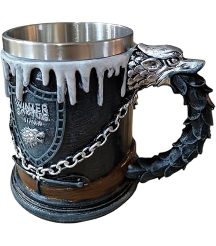 DIOSDMLN Game Of Thrones Beer Mugs, Stainless Steel Wine Mugs, Coffee Mugs 21oz For Collectible Themed Party Decoration