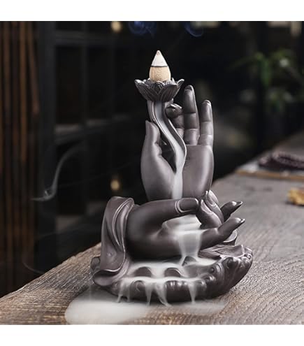 kiss me Handgemaakte Dragon Backflow Wierookbrander, Keramische Wierook Waterval Brander Met 30 Stokken, 20 Terugstroom Kegels voor Thuiskantoor Decor, Yoga Meditatie (Bruine Draak