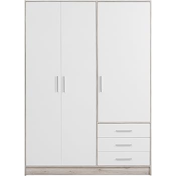 Rauch Kleiderschrank Weiß Hochglanz 2-türig mit 4 Schubladen, Korpus