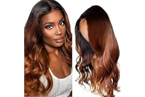 AiPliantfis 4X4 Lace Front Wig Brown Wig Braun Echthaar Perücke Body Wave Wig Perücke Damen 1B430 Glueless Wig Wear and Go with Natural Hairline with Baby Hair Real Hair Wig 14