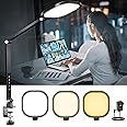LitONES LED Desk Lamp with Clamp for Home Office, Dimmable Desktop video Lights for Video Conference Lighting,Zoom Meeting,Video Call,Recording, Adjustable Swing Arm Table Task Light for Work,Reading