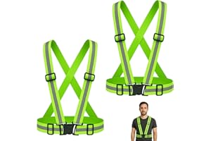 Huybaa Gilet Alta Visibilità, Set da 2 Pezzi, Gilet Riflettente Regolabile, per Jogging, Ciclismo, Motociclismo