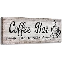 Targa In Legno Decorativa Per Caffetteria - Rustica Fattoria Decorazione Parete Con Cornice Per Bar E Cucina - Regalo Di Natale