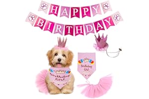 EASTLION Zestaw czapek urodzinowych dla psa, artykuły na przyjęcie urodzinowe dla psa, kot pies zwierzę domowe Happy Birthday urocza czapka baner apaszka dla szczeniaka kota dekoracje na przyjęcie