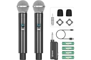 FDUCE W60 Wireless Microphone,Dynamic Lightweight UHF Microphone,Rechargeable Receiver with Volume Adjust Button,for Karaoke,Wedding,Party,Church,Lecture (200ft)