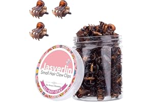 JASVERLIN Piccoli fermagli per capelli, accessori per capelli corti sottili e fini per donne e ragazze, Mini clip a forma di artiglio, mascella in plastica a presa rapida 50 pezzi (marrone scuro)