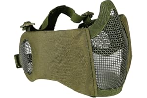 ‎KAYHENG Taktische Half Face Mesh-Maske mit Ohr-Abdeckung Airsoft schützende untere Schutz für CS Paintball BBS Shooting