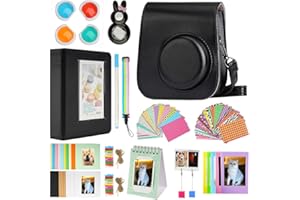 Cpano Mini 11 Kamerazubehör-Bundles für FujiFilm Instax Mini 11 mit Kameratasche/Buchalbum/Selfie Len/Wandbehangrahmen/Aufkleber/Stift （13 in 1） (Schwarz)