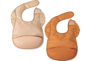 Tiny Twinkle Silicone Bibs Waterproof Baby Bibs Food Grade Stain Resistant 6-24 Months Baby Boy and Girl Pack of 2