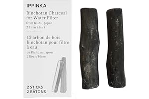 IPPINKA Binchotan Charcoal from Kishu, Japan - Water Purifying Sticks for Great-Tasting Water, 2 Sticks, Each Stick Filters up to 2 Liters of Water