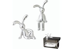 GoodTool Set of 2 Rabbit Car Ornaments, Light Luxury Ornaments Cute Car Interiors, 3D Long-Ear Bunny Decor with Adhesive Backing, Cute Tabletop Ornament