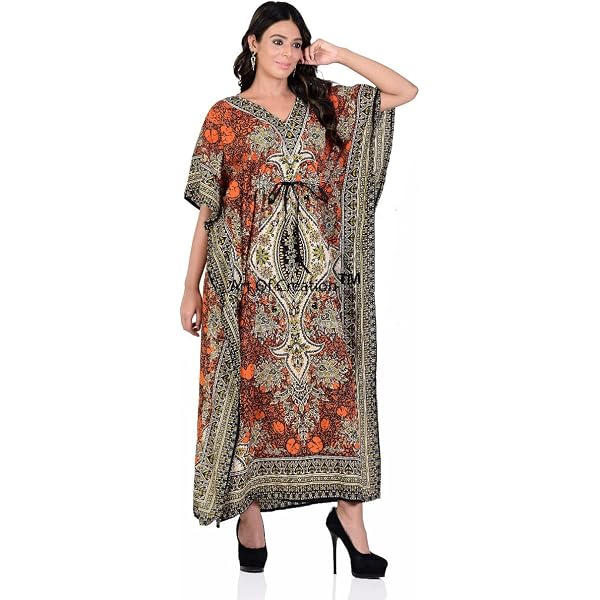 Abito caftano in cotone arancione / Maxi caftano da donna / Copricostume boho / Abito lungo in cotone minimalista / Abbigliamento da resort con scollo