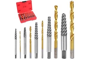 HSEAMALL 10 extractores de tornillo con juego de brocas de cobalto a mano izquierda, juego de combinación de extractor de taladro dañado