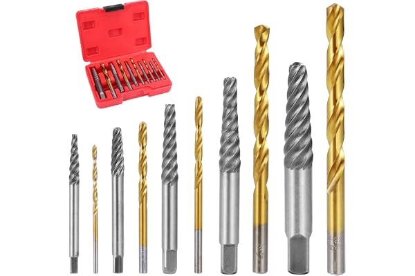 HSEAMALL 10 st skruvutdragare med vänster hand kobolt borrbits set, skadad skruvborttagare borrutdragare kombinationssats