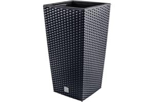 PAFEN Doniczka wysoka imitacja rattanu Donica z wkładem dystansowym kolor Antracytowy