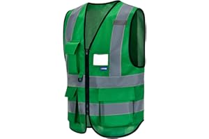 AYKRM Chaleco de seguridad Reflectante Alta visibilidad Ropa de trabajo chaleco Cremallera Seguridad Chaleco de Trabajo Multibolsillos 21 colores
