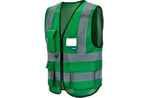 AYKRM Chaleco de seguridad Reflectante Alta visibilidad Ropa de trabajo chaleco Cremallera Seguridad Chaleco de Trabajo Multibolsillos 21 colores