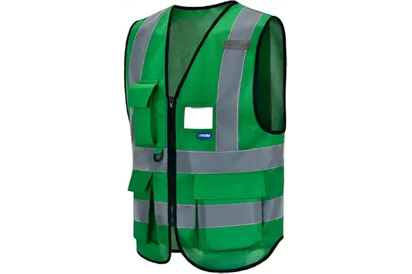 AYKRM Chaleco de seguridad Reflectante Alta visibilidad Ropa de trabajo chaleco Cremallera Seguridad Chaleco de Trabajo Multibolsillos 21 colores