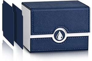UAONO Deck Box für Sammelkarten, Sideload MTG Deckbox passt für 120+ Karten, PU Leder Sammelkarten box für Magic Commander YuGiOh PTCG Karten (Blue&White)